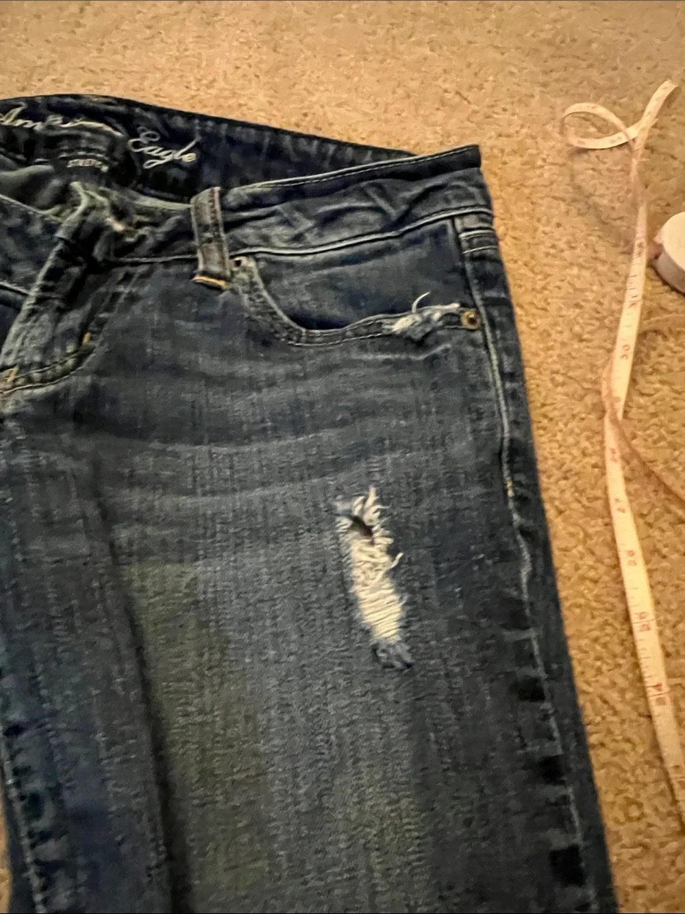 American Eagle Outfitters Dark Blue Favorite boyfriend distressed jeans size 4